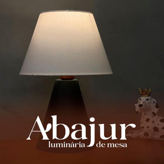 Imagem de Abajur luminária de Mesa Cone Preta bivolt Com Cúpula algodão Para Sala, Cabeceira, Cama, Quarto Escritório