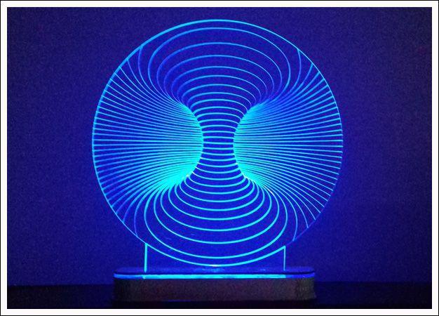 Abajur / Luminária De Mesa Em Acrílico Túnel 3d Com Led Azul com cabo de força e pilha Menor preço em Abajur / Luminária De Mesa Em Acrílico Túnel 3d Com Led Azul com cabo de força e pilha
