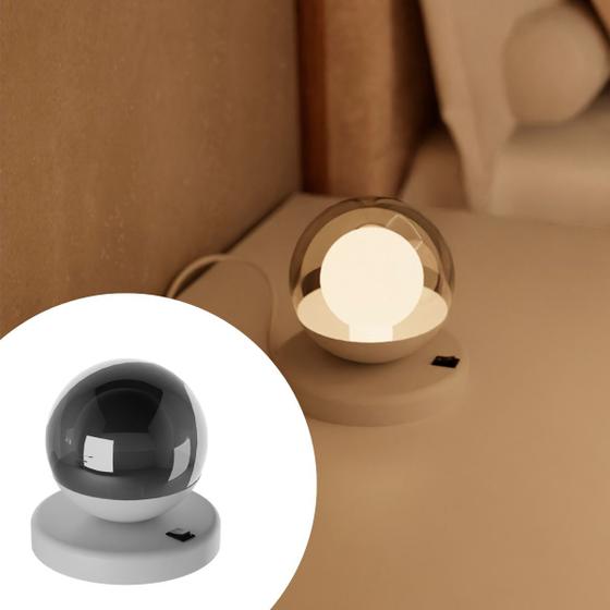Imagem de Abajur luminária de Mesa Moderno Dama Em Alumínio Interruptor Com Vidro Globo 10cm