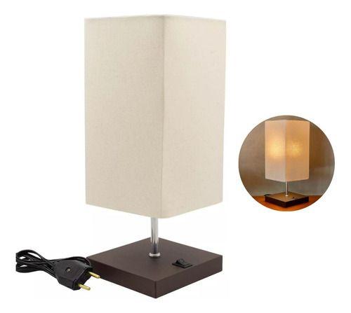 Imagem de Abajur luminária de Mesa Quadrado de alumínio Com Interruptor e bivolt Com Cúpula algodão Ref 49