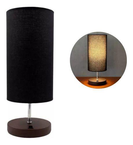 Imagem de Abajur Luminária De Mesa Redondo Com Interruptor Com Cúpula Algodão Ref 84 Para Sala, Quarto, Cabeceira, Escritório