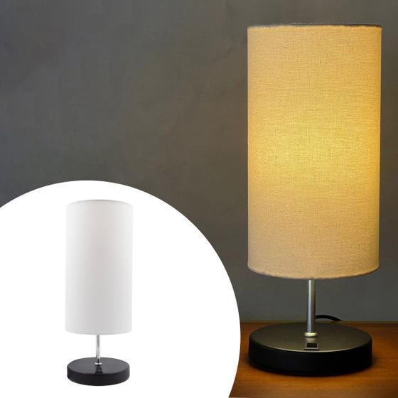 Imagem de Abajur Luminária de Mesa Redondo Com Interruptor e bivolt Com Cúpula algodão Ref 84