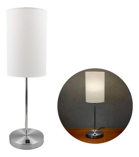 Imagem de Abajur luminária de Mesa Redondo Escovado Com Interruptor Com Cúpula algodão Para Sala, Cama ou Cabeceira, Quarto