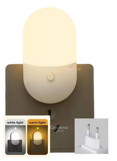 Imagem de Abajur Luminária De Tomada Com Led para quarto Crianças bebê corredor Com Botão 8,8x5cm Luz Noturna Bivolt