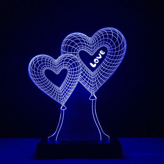 Imagem de Abajur Luminária LED Balões Formato Coração
