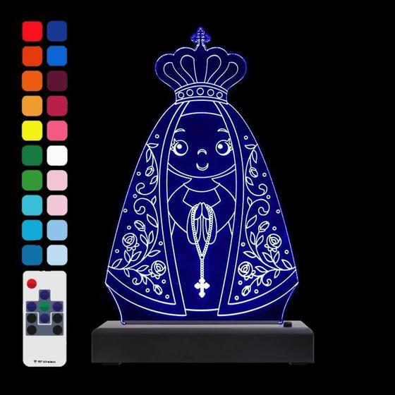 Imagem de Abajur Luminária Led Nossa Senhora Aparecida Decorativo Rgb