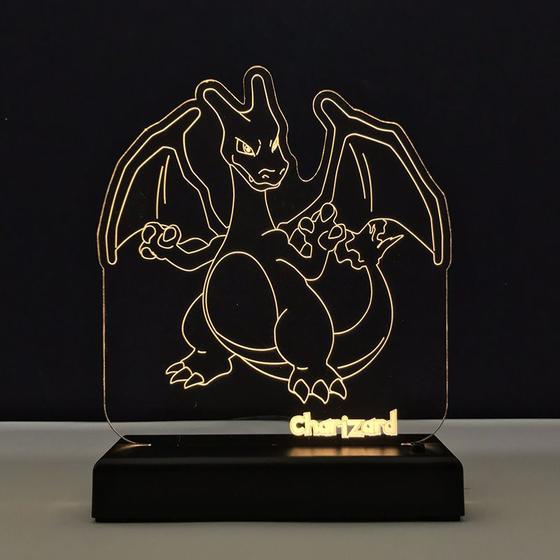 Imagem de Abajur Luminária LED Pokemon Charizard