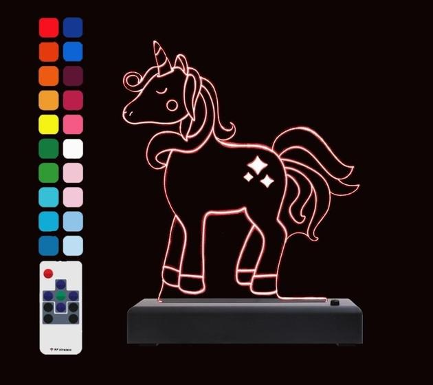Abajur Luminária Led Unicórnio Delicado Decorativo Rgb Tecnotronics
