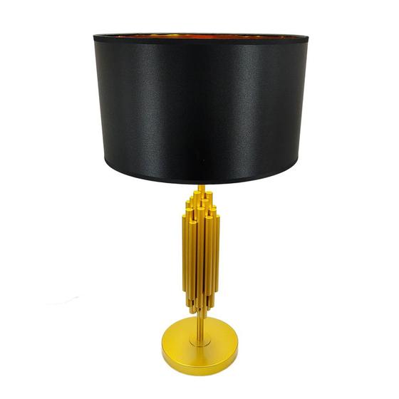 Imagem de Abajur Metal Dourado Design Cilindros Cupula Preta