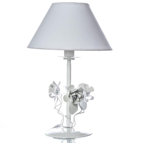 Imagem de Abajur Metal Floral Branco Quarto Bebê Infantil Menina