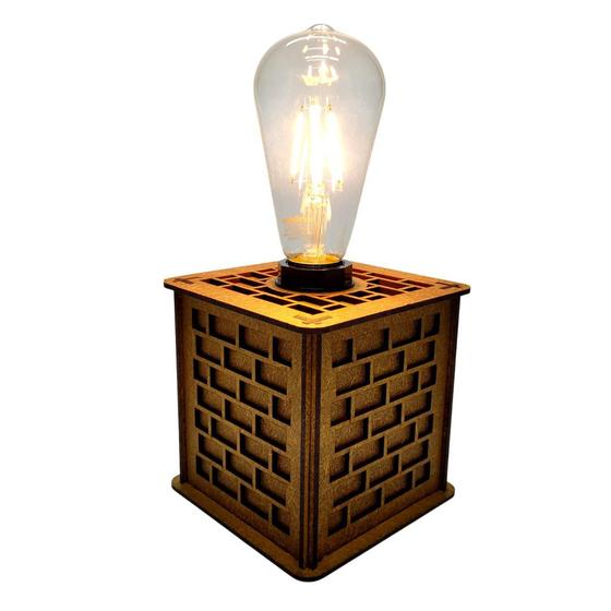 Imagem de Abajur Retro Decoração Industrial Lampada Soquete E27 Mdf