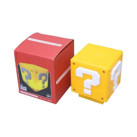 Imagem de Abajur Super Mario Bros - Bloco de Pergunta com LED - 10cm - USB Recarregável