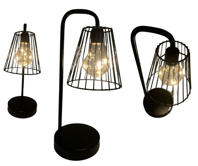 Imagem de Abarjur Luminária LED Aramado Metal Decorativo Moderno Preto
