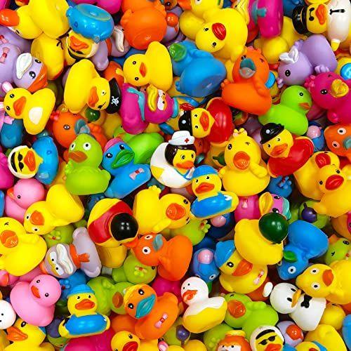 Imagem de Abincee 30/50PCS Sortimento De borracha Patos Banho Brinquedos com Rede de Armazenamento, Acessórios de chuveiro de bebê macios Brinquedos organizadores de piscina para crianças (50)