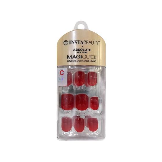 Imagem de Abny Magiquick Unhas Postiças Curta Autoc Wine Red 24 Uni