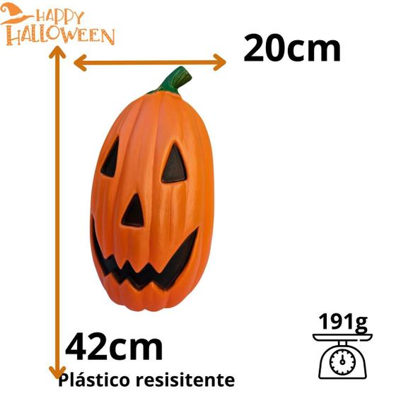 Imagem de abóbora grande laranja 42cm decoração de Halloween plástico