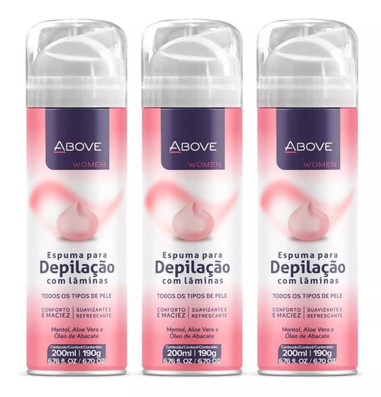 Above Women Espuma Para Depilação Com Lamina 200ml Kit C/3un - DomLine ...