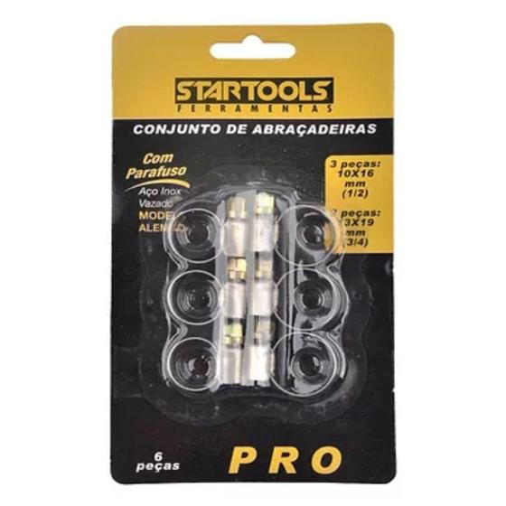 Imagem de Abracadeira Ajustavel Metal Pro Com 6 Pecas 10-16/13-19mm - Startools