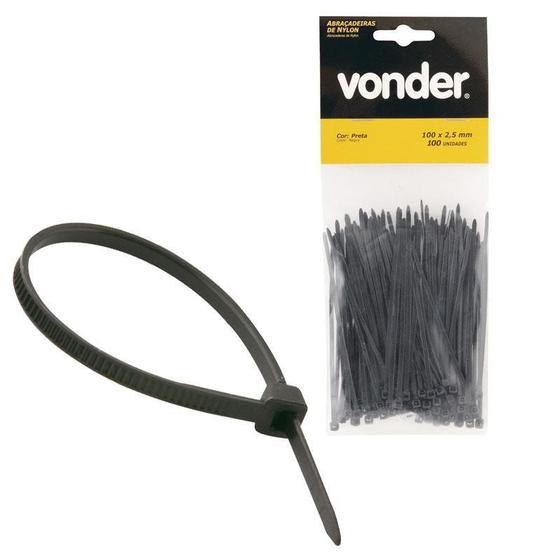 Imagem de Abraçadeira de Nylon 100 x 2,5 MM Preta VONDER