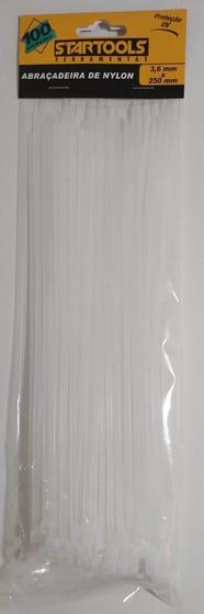 Imagem de Abracadeira nylon branca 3,6x250mm 100un cinta hellermann