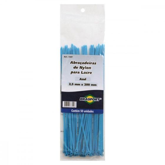 Imagem de Abracadeira Nylon Brasfort Azul 2,5X200 50 Pecas 7297