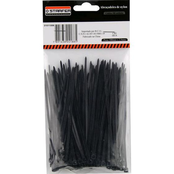 Imagem de Abraçadeira Nylon Preta 200 X 2,5 Starfer Com 100 Un
