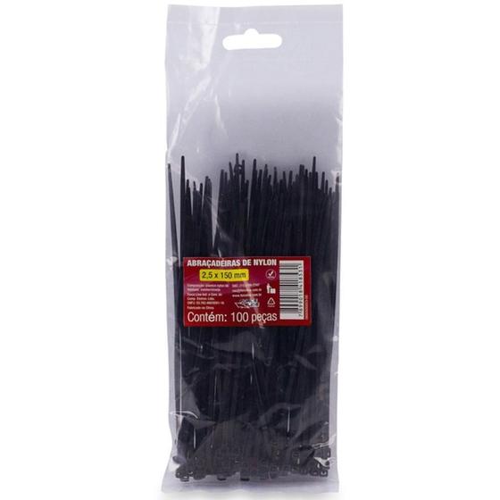 Imagem de Abracadeira NYLON Preta 2,5X150MM.