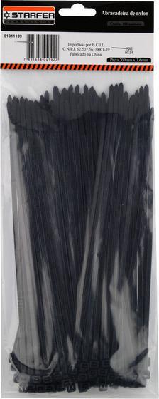 Abraçadeira Nylon Preta 300 X 4,8 Starfer Com 100 Un. Menor preço em Abraçadeira Nylon Preta 300 X 4,8 Starfer Com 100 Un.