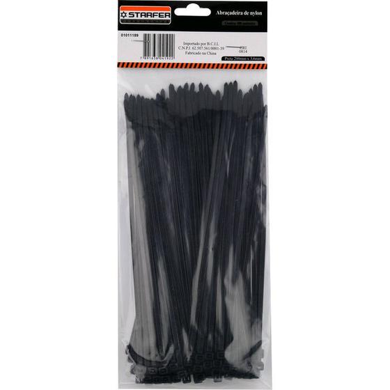 Imagem de Abraçadeira Nylon Preta Starfer 200 X 4,8 Com 100 Un