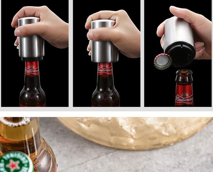 Imagem de Abridor automático de garrafas de cerveja, abridor de cerveja em aço inoxidável, tampa de soda, abridor de cerveja para