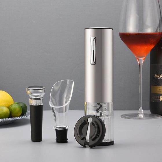 Abridor De Garrafas Elétrico USB Inox Saca Rolha Para Vinho Com Cortador De Lacre Aerador e Rolha Menor preço em Abridor De Garrafas Elétrico USB Inox Saca Rolha Para Vinho Com Cortador De Lacre Aerador e Rolha