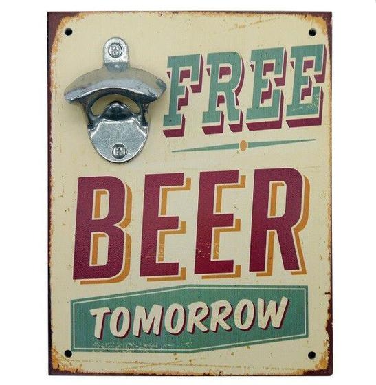 Imagem de Abridor de Garrafas Parede Bar Churrasqueira - Free Beer