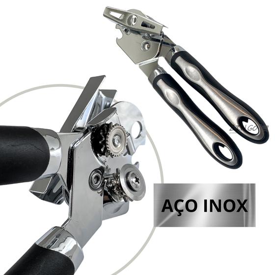 Abridor De Latas Aço Inox Americano Sem Rebarbas Manivela Profissional Menor preço em Abridor De Latas Aço Inox Americano Sem Rebarbas Manivela Profissional