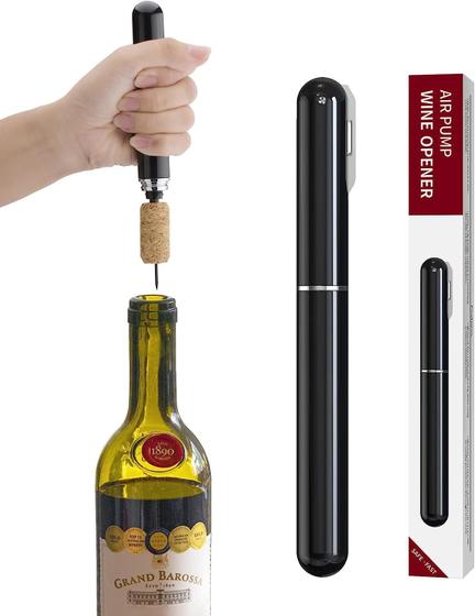 Imagem de Abridor de vinho de pressão de ar 2 em 1  com cortador de folhas  de garrafa de vinho  Bomba de ar portátil Saca-rolhas de vinho