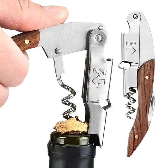 Abridor de Vinho Garrafa 3 em 1 Aço Inox Saca Rolha Manual Cabo de Madeira Profissional Premium Garbo Portátil p/ Cozinha Bebidas - SQ - Só Qualidade - Saca Rolhas / Abridor de Vinho - Magazine Luiza