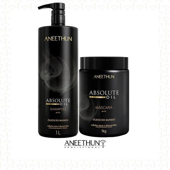 Imagem de Absolute Oil Shampoo E Mascara 1l Aneethun Cabelos Secos