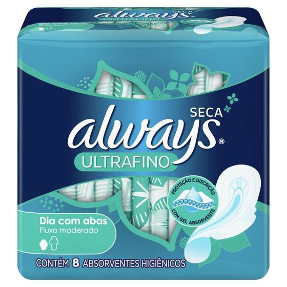 Absorvente Always Active Ultrafino Com Abas - 8 unidades Menor preço em Absorvente Always Active Ultrafino Com Abas - 8 unidades
