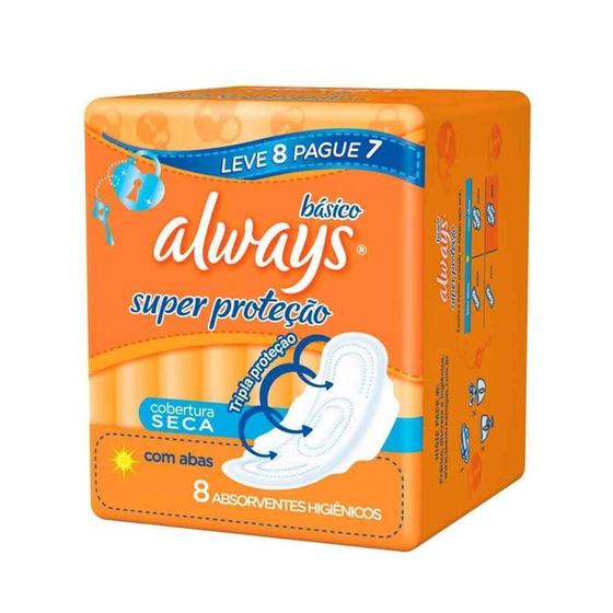 Imagem de Absorvente always básico seca com abas - leve 8 pague 7 - Procter glambe