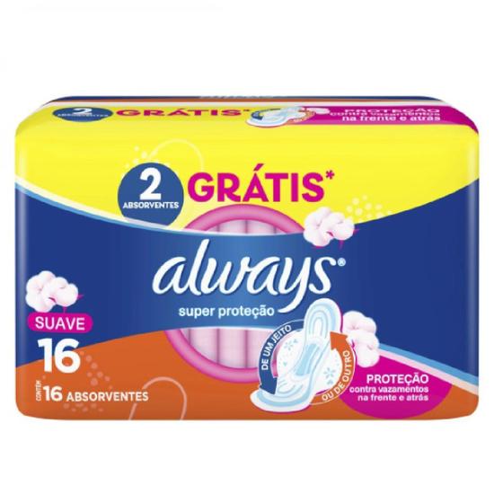 Imagem de Absorvente Always Com Abas Super Proteção Cobertura Suave 16 Unidades