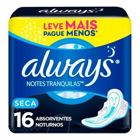 Imagem de Absorvente Always Noites Tranquilas Cobertura Seca Com Abas 16 unidades