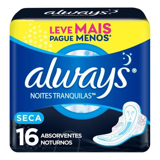 Imagem de Absorvente Always Noites Tranquilas Seca com Abas - 16 Unidades