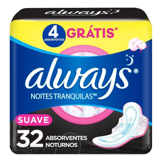 Imagem de Absorvente Always Noites Tranquilas Suave com Abas 32 Unidades