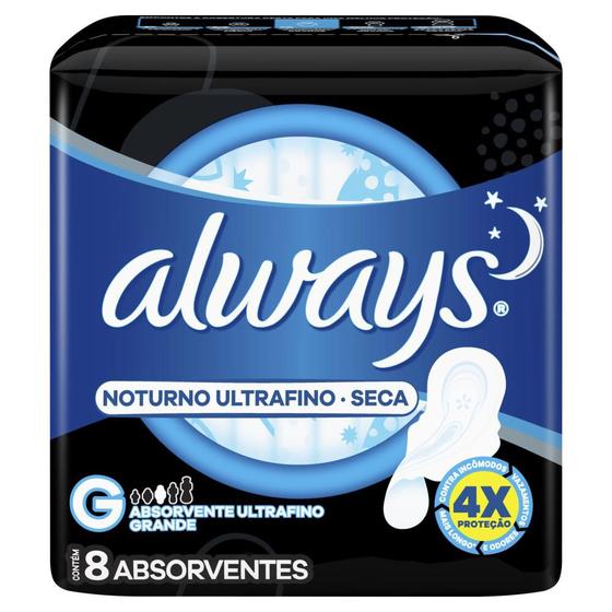 Imagem de Absorvente Always Noturno Malha Seca com Abas Leve 8 Pague 7