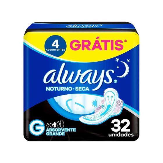 Imagem de Absorvente Always Noturno Proteção Seca G Com Abas 32 Unidades Always