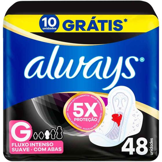 Imagem de Absorvente Always Noturno Suave Tamanho G com Abas 48 Unidades