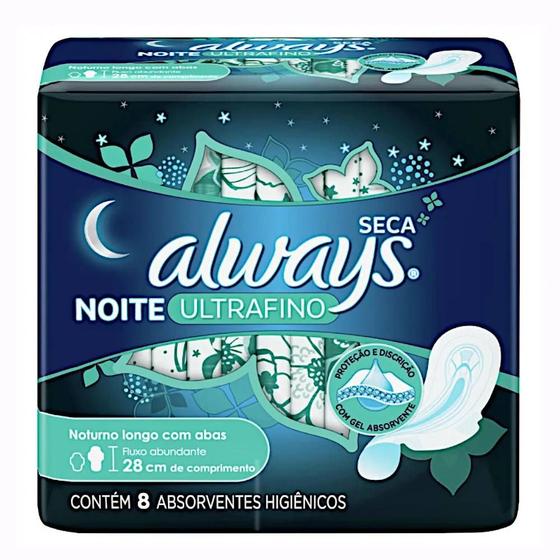 Imagem de Absorvente Always Noturno Ultrafino Seca G Com Abas 8 unidades