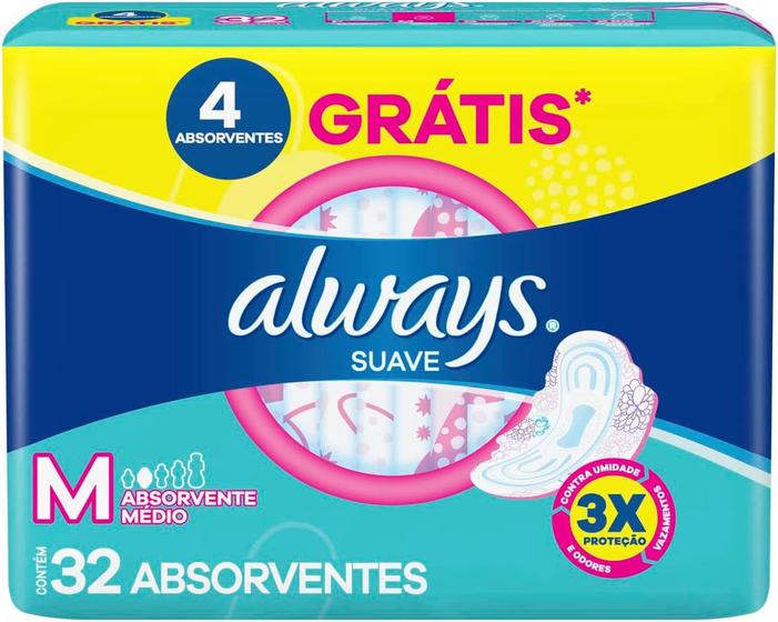 Imagem de Absorvente Always Suave M com Abas 32 unidades