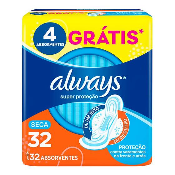 Imagem de Absorvente Always Super Proteção Cobertura Seca com Abas 32 Unidades
