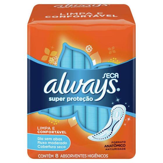 Absorvente Always Super Proteção Cobertura Seca Sem Abas Menor preço em Absorvente Always Super Proteção Cobertura Seca Sem Abas