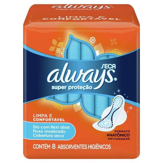 Imagem de Absorvente Always Super Proteção seca, com abas, 8 unidades - P&G